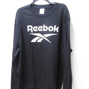 NWT Reebok Men's Sz 2XL Black Sweatshirt White Logo